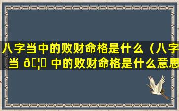 八字当中的败财命格是什么（八字当 🦅 中的败财命格是什么意思）